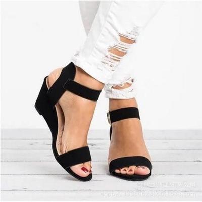 Women's Wedge High Heel Sandals Summer 2025 New Buckle Strap Sexy Peep Toe Female Platform Sandals Big Size Bohemian Sandal