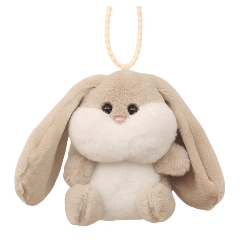 Fashionable Rabbit Shaped Keyring Long Eared Plush Bunnys Bag Pendant Keychain Handbag Accessory for Animal Lovers