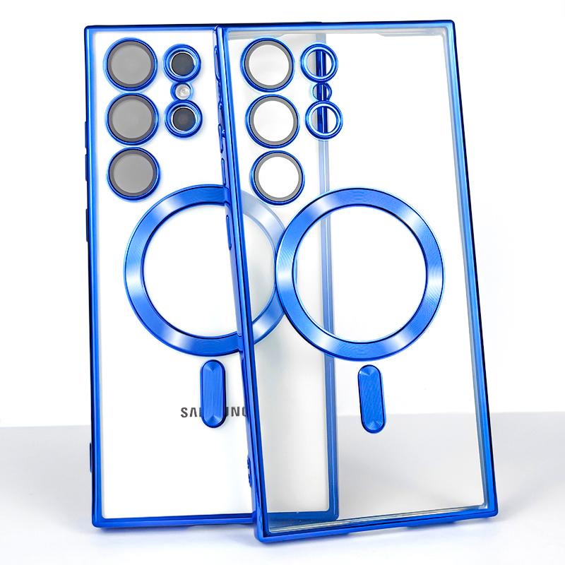 Plating Transparent For Magsafe For Samsung Galaxy S21 S22 S23 S24 Ultra Plus Case Magnetic Wireless Charging Silicone Cover