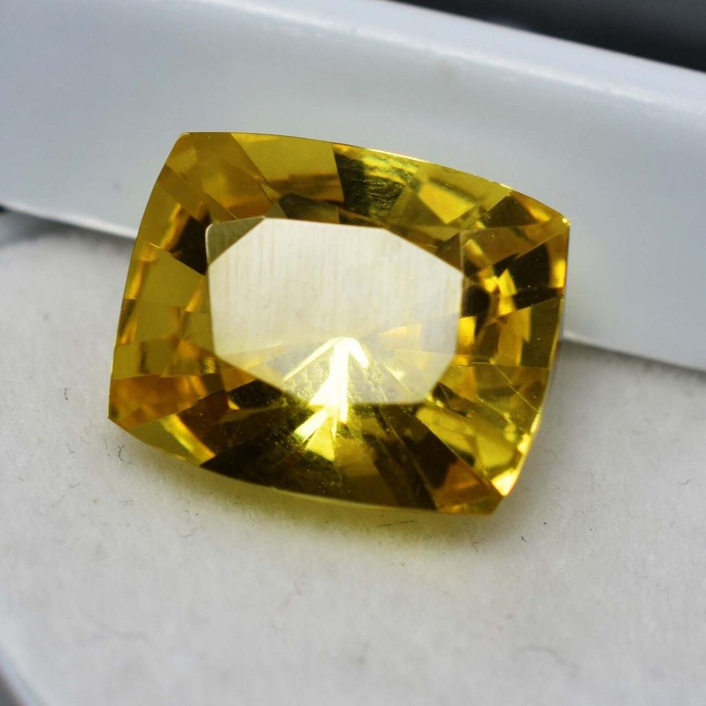 8.75 Ct Natural Ceylon Yellow Sapphire Cushion Cut Loose Gemstone CERTIFIED A-6027364