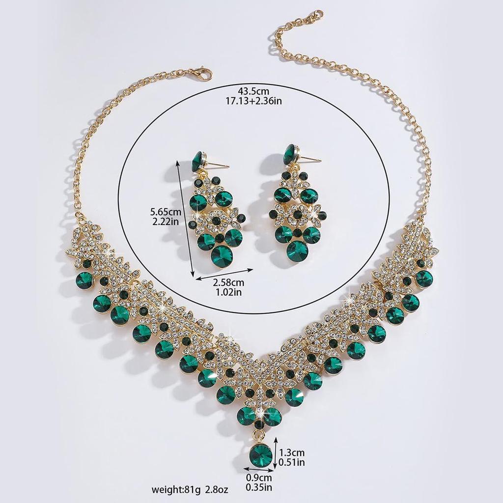 Latest Stylish Design Fancy Wedding Party Crystal Diamonds Necklace Jewellery Set for Women