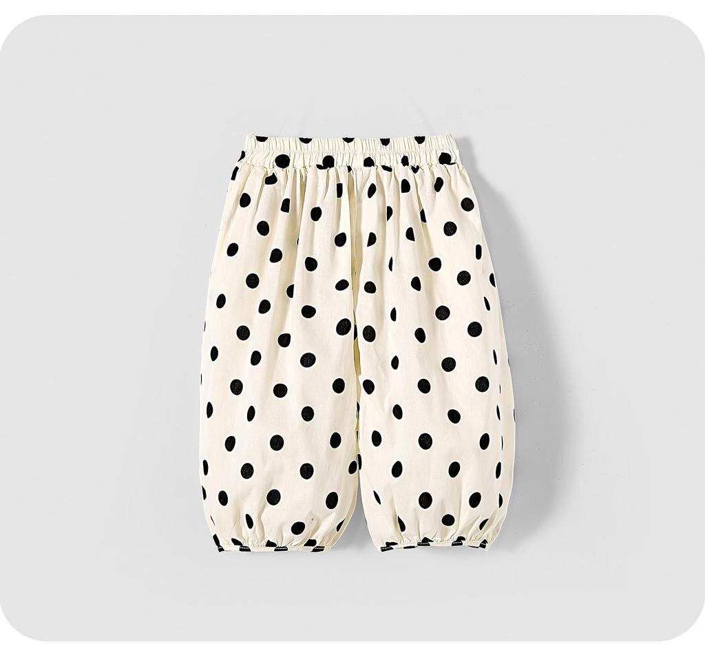 Kay Baby Girl Polka Dot Cotton Culottes - Summer 2025 Mosquito-Proof, Lightweight Thin Pants for Girls