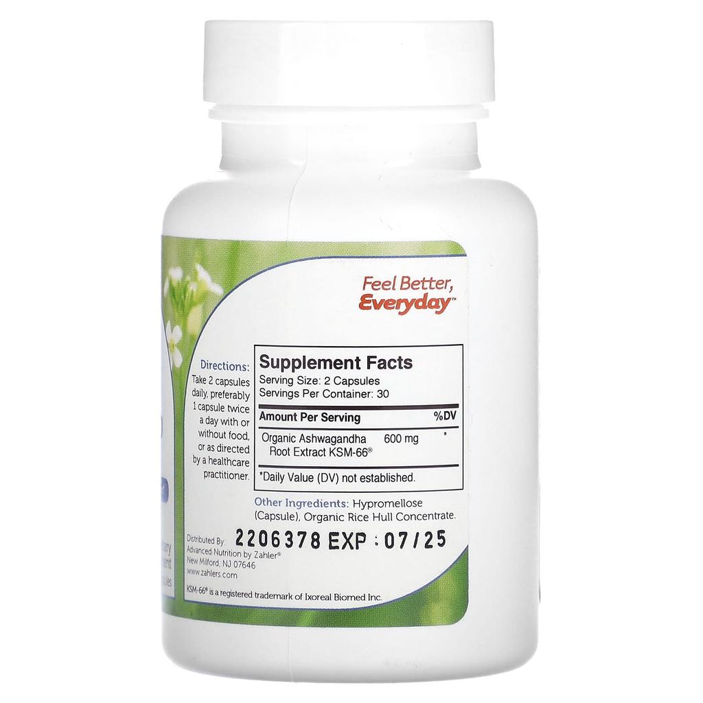 Ashwagandha 600, Clinically Tested Dosage, Mental Energy & Tension Relief, 600Mg, 60 Capsules (300Mg Per Capsule)