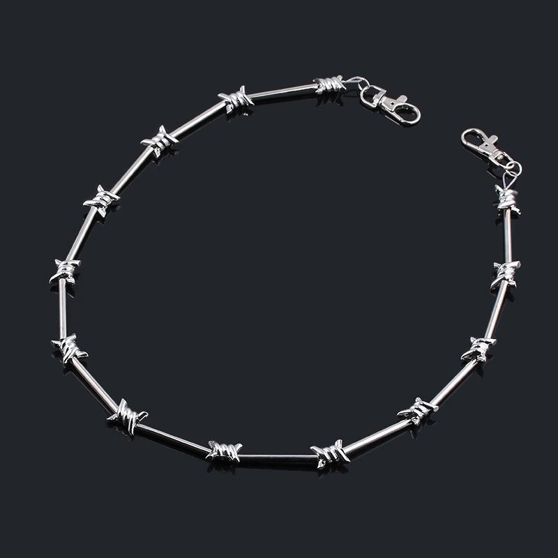 SG Punk Jewelry Thorns Bamboo Flame Necklace Barbed Wire Bramble Pants Wallet Belt Rock Chain Hip Hop Collar Women Men Fashion