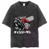 Anime Chainsaw Man Tshirt Denji Power Makima Aki Graphic T Shirt Mens Clothing Short Sleeve Tee Cotton Washed Oversized Tshirt