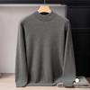 Men's 12-Gauge Double-Layer Half-High Collar 100% Cashmere Sweater, Long-Sleeved, Versatile, Business Casual, Warm Knitted Base Layer