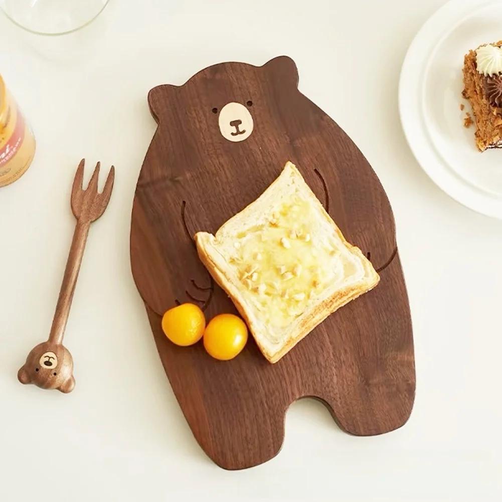 1PC Kitchen Cutting Board 30*22*1.5CM Walnut Wood Cutting Board Double Sided Small-Bear Design Modern Minimalist Chopping Board