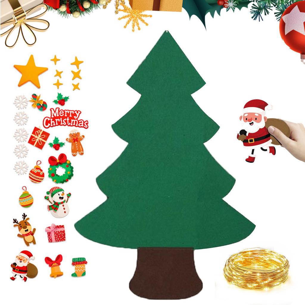 Non-woven Felt Christmas Tree With 9.8ft Light String LED Pendant 3D Felt Christmas Tree For Bedroom Nursery Kindergarten