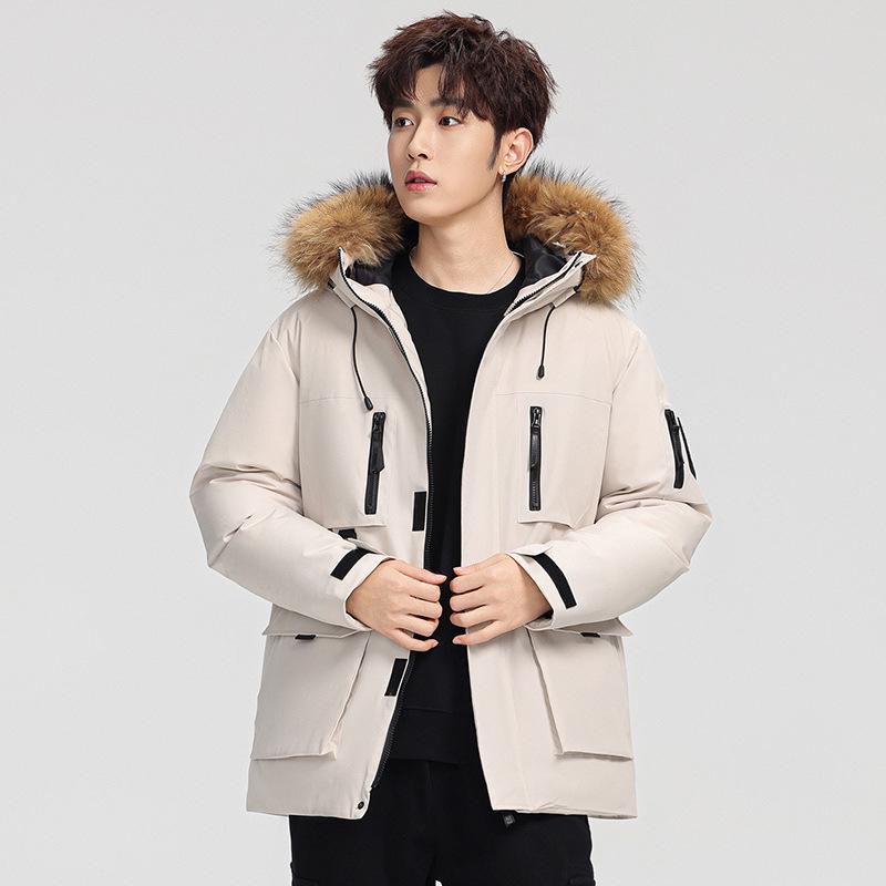 Men's Winter Hooded Down Jacket - Trendy, Stylish, Mid-Length, Red Outerwear for Couples (2025 Edition)