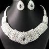 Kvinner Lady Rhinestone krage Rhinestone Statement Bib Halskjede øredobber sett