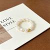Irregular Baroque Stretch Ring Natural Freshwater Pearls AA Grade White Exquisite Commuter-Friendly Versatile Korean-Style