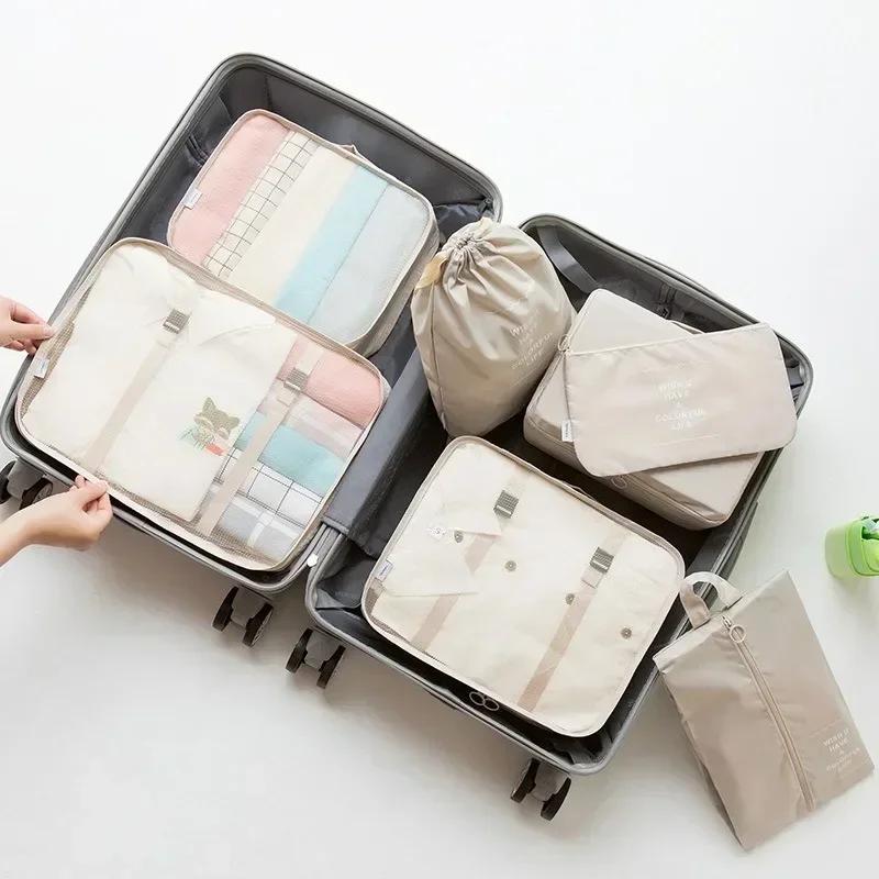 Set da 7 pezzi, borsa da viaggio, organizer per vestiti, bagagli, organizer da viaggio, coperta, scarpe, organizer, borsa, valigia, cubi da imballaggio