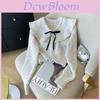 Spring Summer Wool Sweater With Bow Collar For Womens Casual Chic