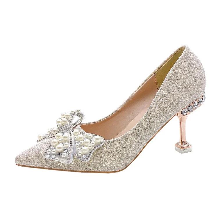 Fashion Wedding Bride Shoe Women's Shoes Pointed Toe Ladies Pumps Stilito with Bow High Heels on Heeled 2025 Trend Chic and Elegant 39