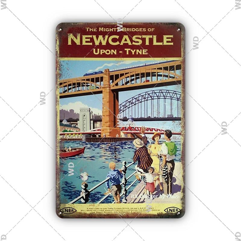 Vintage krajobraz miejski metalowa plakietka emaliowana londyn paryż floryda nowy jork plakaty podróże dekoracje płyta metalowy obrazek dekoracje ścienne barowe