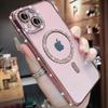 New Fashion Glitter Diamond Transparent Case for IPhone 16E 15 14 13 11 12 Pro Max 16 Plus Magnetic Wireless Charge Bumper Cover