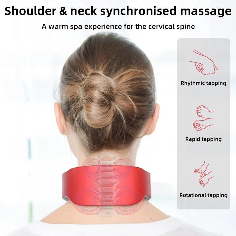 Intelligent Electric Neck Massager 6 Modes 9 Adjustable Speeds Neck and Shoulder Massage Relieves Fatigue Automatic Heating
