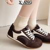 Cowhide version women's racing shoes autumn and winter new casual sports shoes soft sole white shoes children