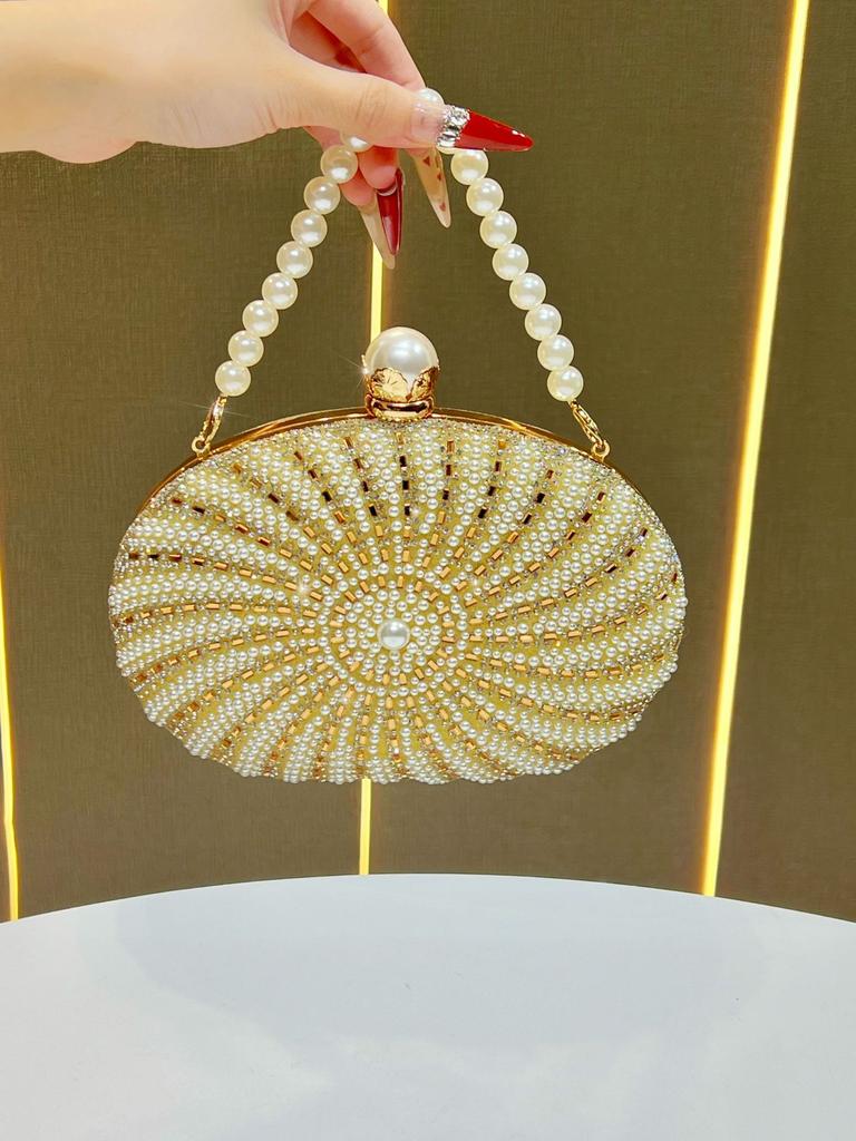 Pearl Beaded Glitter Clutch Purse Fashion Banquet Bag Luxury Women Handbag Wedding Party Evening Bag Shoulder Crossbody Bag