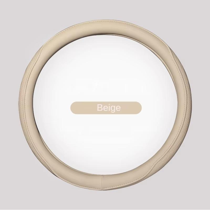 Napa Leather Perforated Patchwork Car Steering Wheel Cover, Non-slip, Breathable, Universal 15 Inch (Approx. 38.1cm)