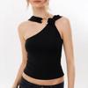 Sommer-Mode Damen Neues eng anliegendes besticktes asymmetrisches Strickdesign Top