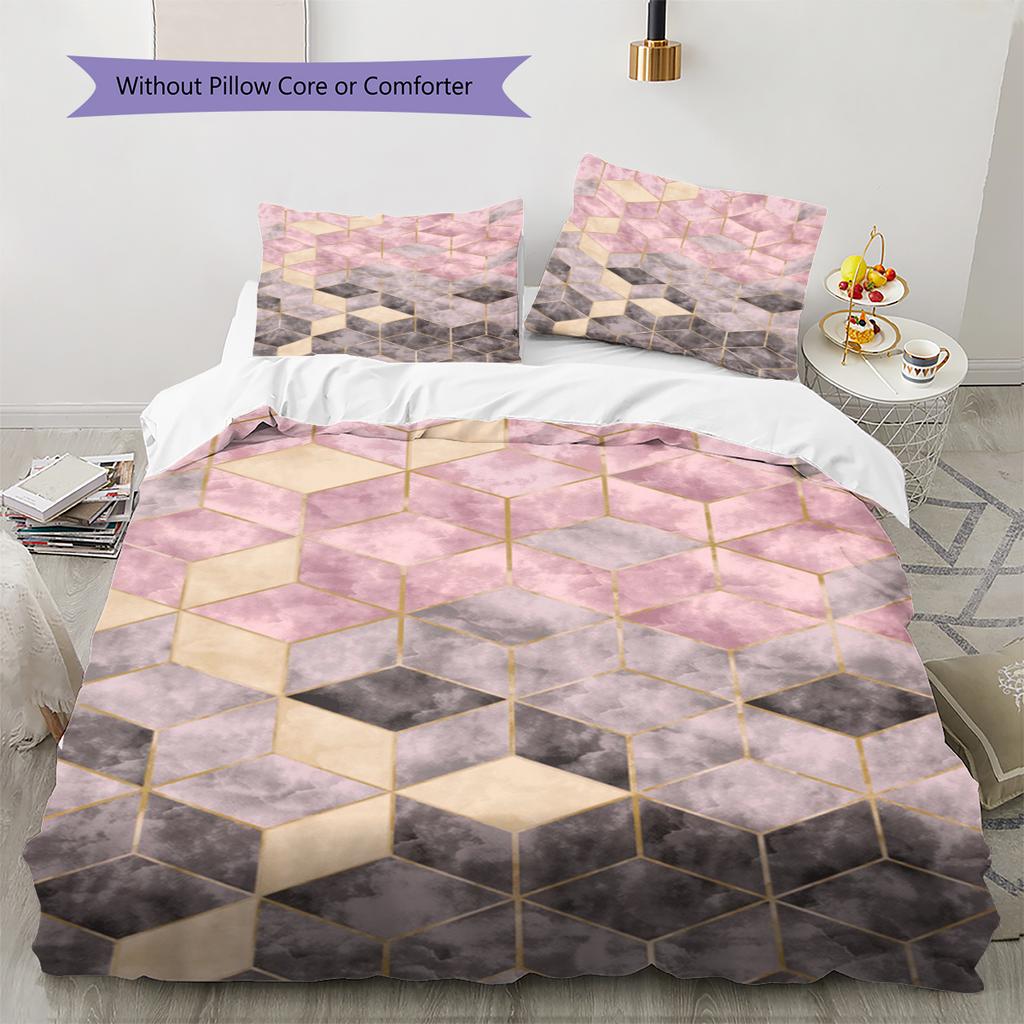 Geometric Marble Pattern Bedding Quilt Set Quilt Cover Pillowcase Home Decoration Gift (1 * duvet cover + 2 * pillowcase, without core)