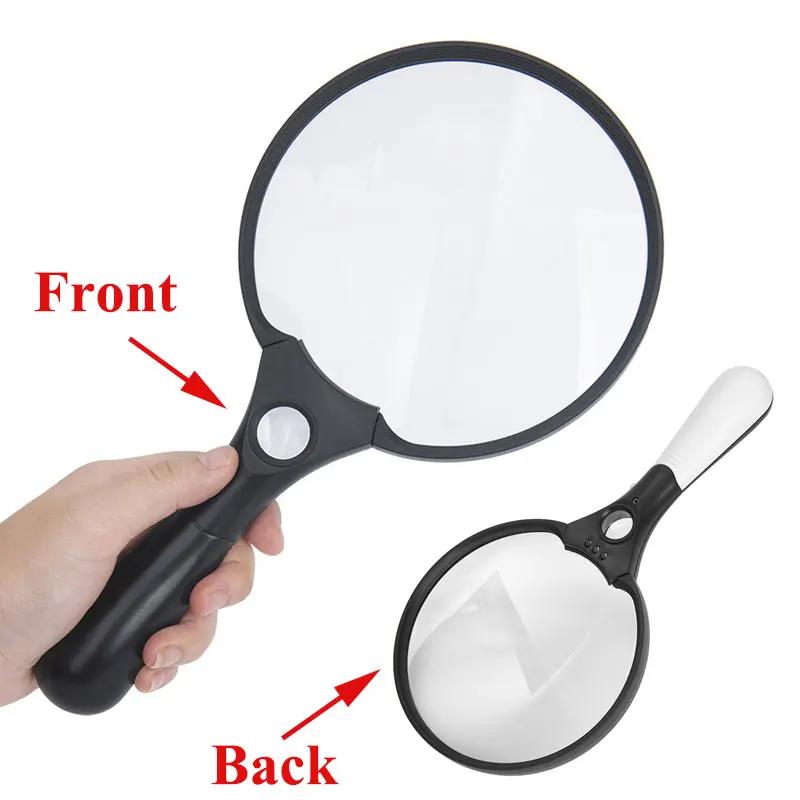 Magnifying Glass with Light 137mm Large Loupe Lens 2X 4X 25X LED Illuminated Handheld Magnifier for Seniors Reading Stamps Map