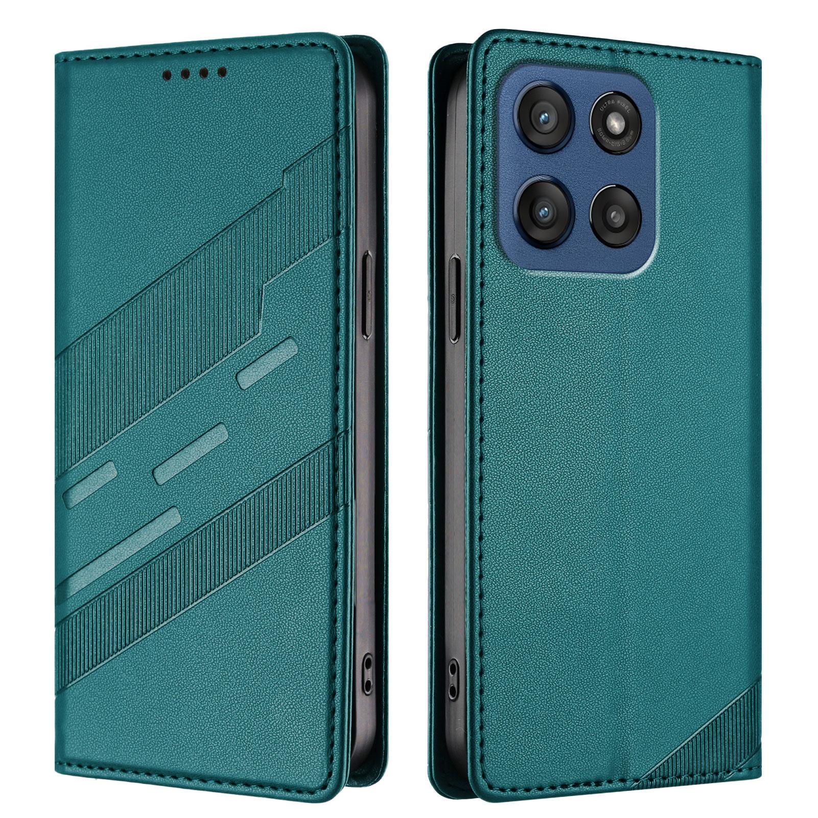 

For Motorola Edge 60 5G Phone Cases Punk Style Imprinted Wallet Stand Leather Cover Dark Green