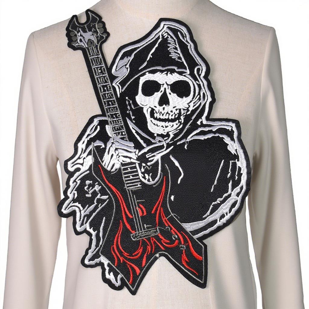 1Pc Skull Embroidery Patches Iron On Clothes Punk Appliques Badge