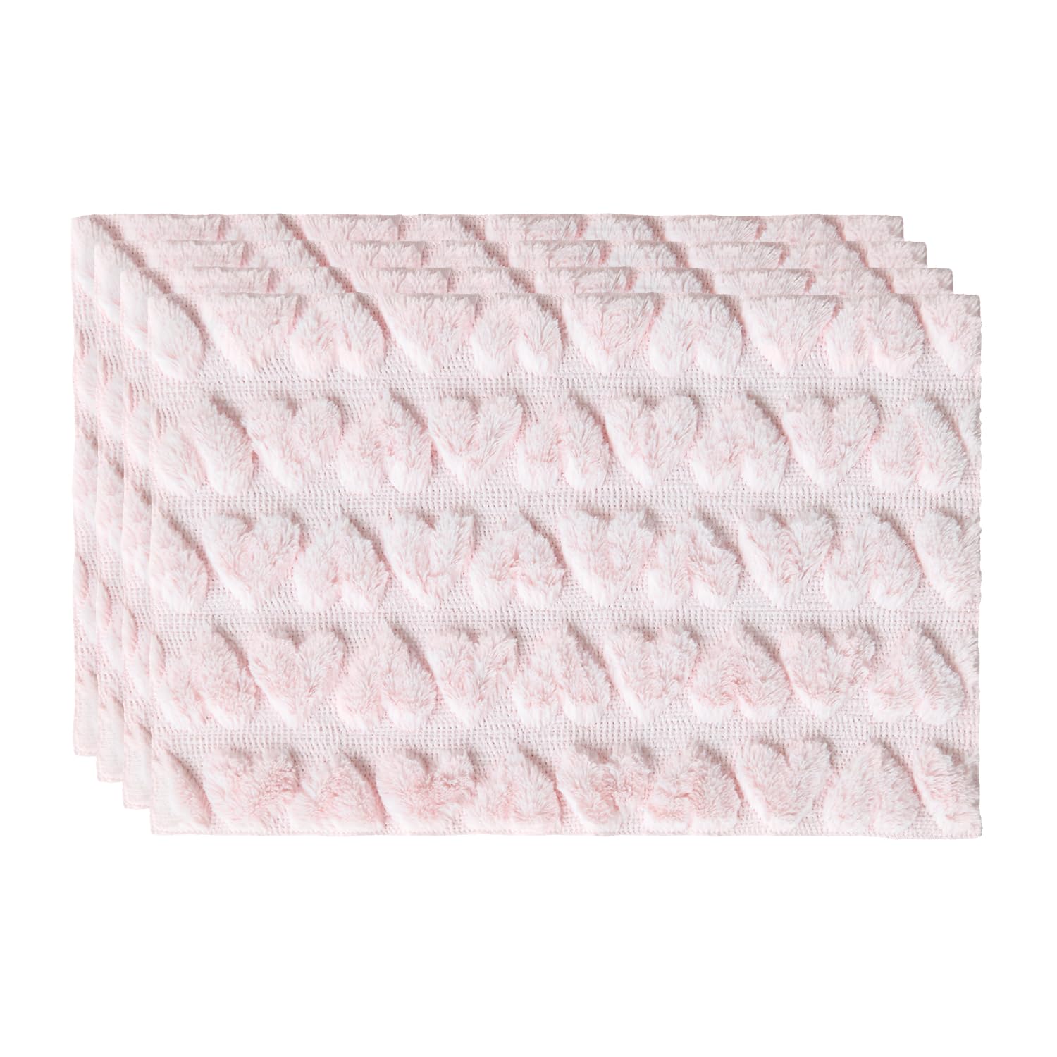 

Red Heart Placemats, 12x18 Inch Seasonal Soft Plush Faux Fur Wool Table Mats for Party Kitchen Dining Decoration Set of 4 12 x 18 , 4 Pcs