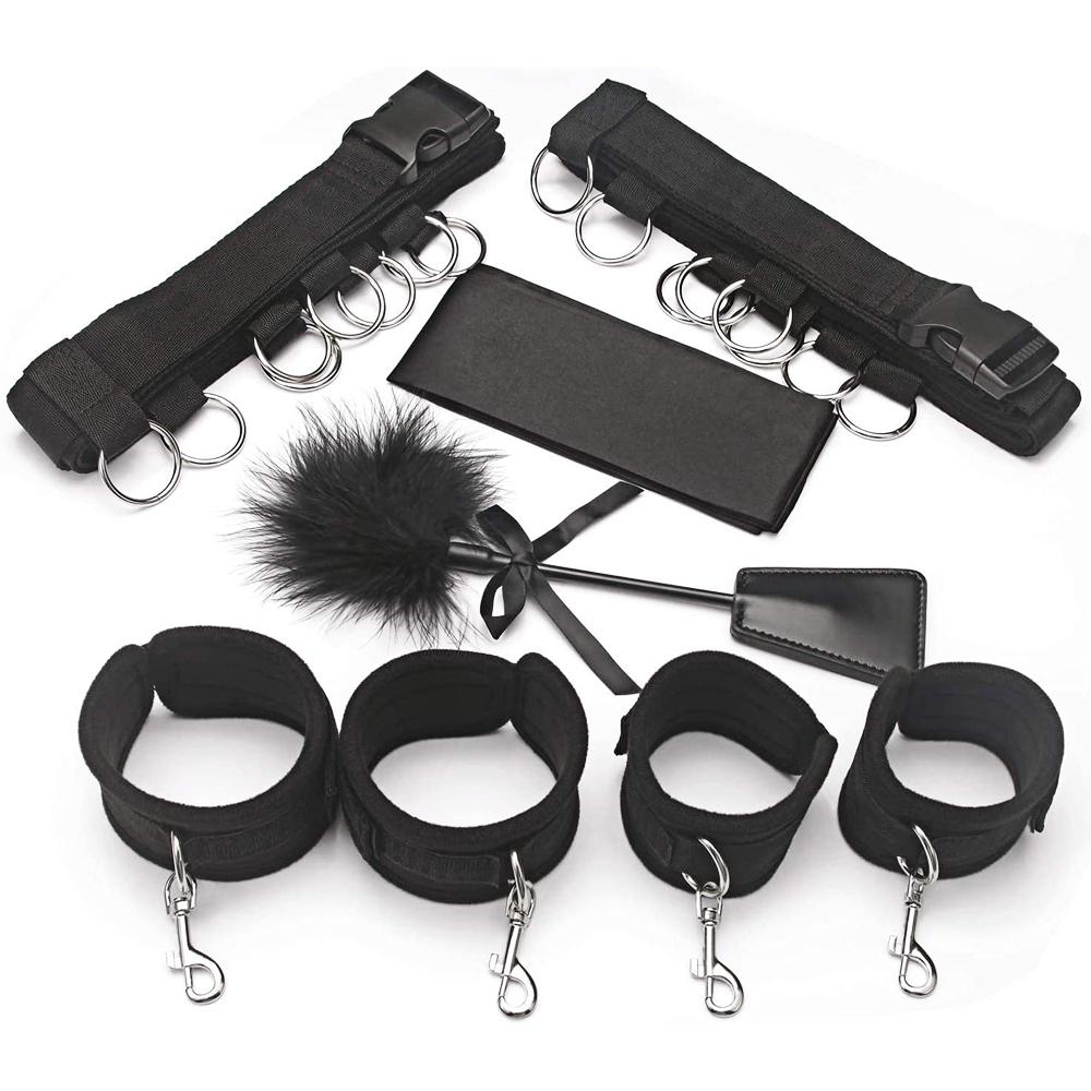 BDSM Adult Sex Toy Kits Sets for Sexy Games Bondage Mask Set Feather Handcuffs Ankle Cuff Restraints for Couple Sexual Game