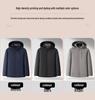 Men's Hooded Winter White Duck Down Jacket - Warm Middle-aged Business Outerwear