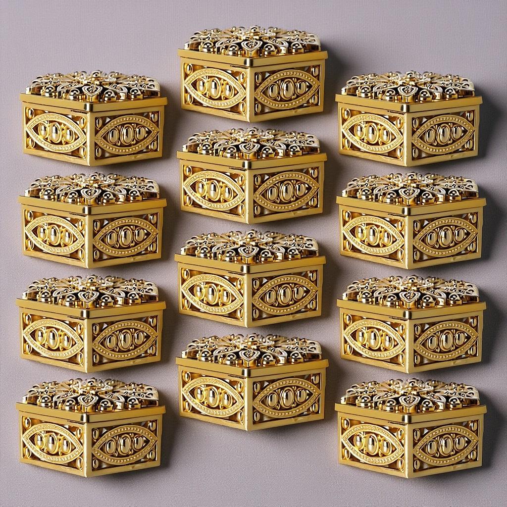 12Pcs Decorative Candy Box Premium Gift Packaging Container for Birthday Anniversary Wedding Treats Fine Workmanship Hollow