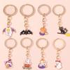Cute Enamel Pumpkin Keychain Halloween Ghost Bat Key Ring Pendants for Handbag Decor DIY Halloween Jewelry Accessories