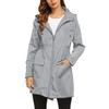 Outdoor Windproof Waterproof Lightweight Hooded Women Long Rain Coat Jacket