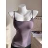 Chest-Enhancing Brushed Cotton Camisole with Inner Padding and Flared Design for Women