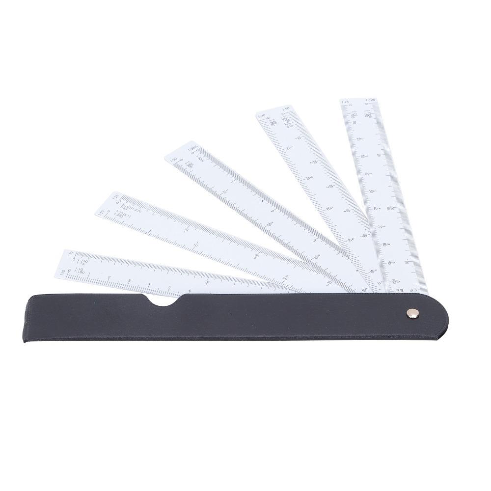 Multi Ratio Fan Shaped Ruler Plastic Scale Tools Durable Architect Scale Ruler Art Drawing