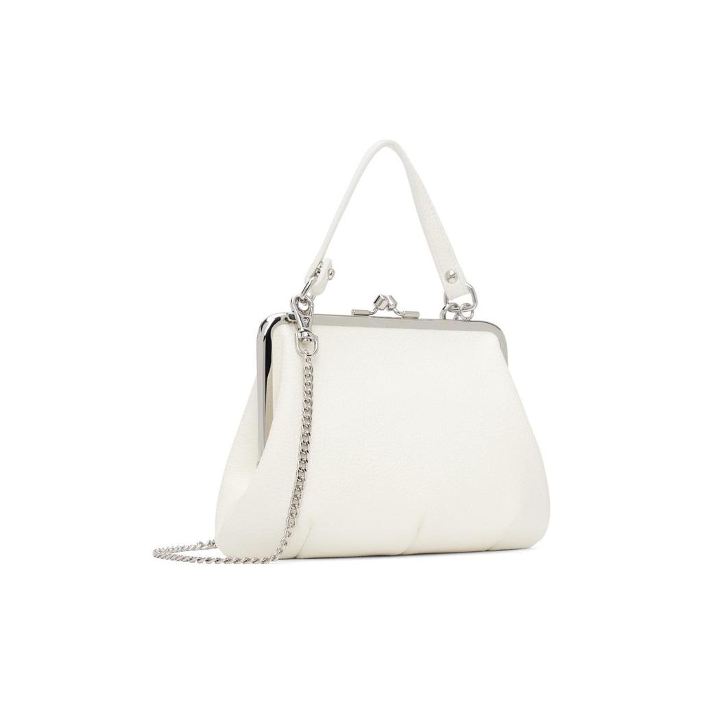 VIVIENNE WESTWOOD Granny Frame Silver Logo Detachable Chain Strap Top Handle Bag Women Shoulder Bag White 52020003S000DA401