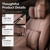 Universal Car Headrest and Lumbar Support Cushion Set Perforated Nappa Leather Neck Pillow with Adjustable Strap for Most Cars
