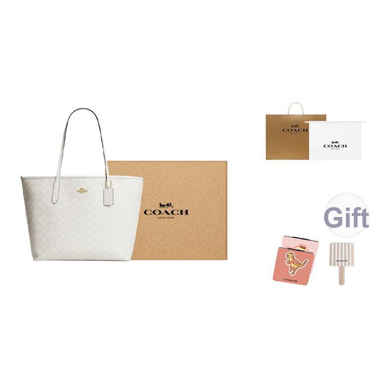Coach City 33 Classic Logo Tote Bag Women Tote Chalk-White CV976-IMXU5