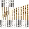 13/16/19 Stück Sechskantschaft Titanbeschichtete Spiralbohrer-Set Hochgeschwindigkeitsstahl 1,5-6,5 mm Bohrer für Holz Kunststoff