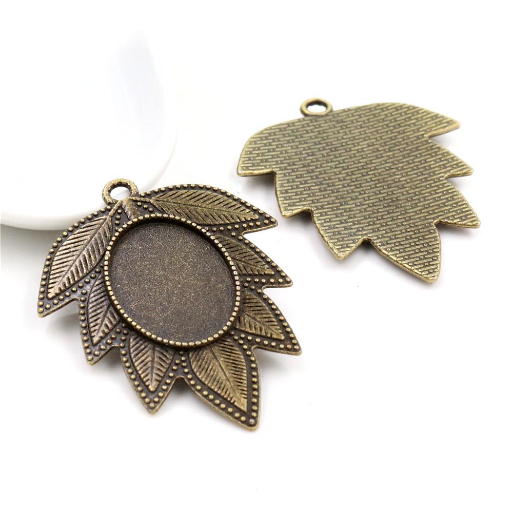 5 pièces 18x25mm Taille intérieure Plaqué Argent Antique Bronze Noir Style Mode Cabochon Camée Base Support Pendentif Apprêts pour collier