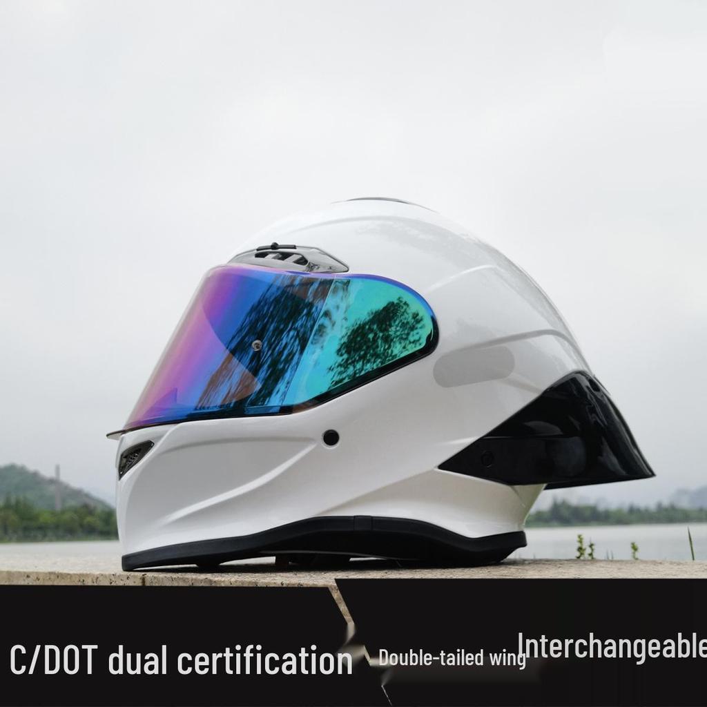 NBTK R50 DOT Full Face Helmet with Large Spoiler for Sportbikes & Cruisers - Spring/Autumn Use