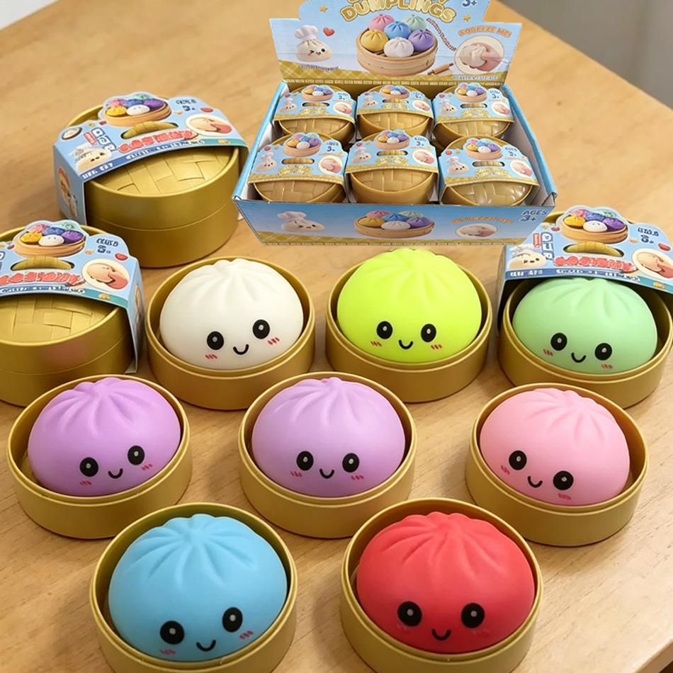 Topmix Giant Squishy Dumplings Stress Relief Fidget Toy Colorful Simulation Food Steamed Stuffed Bun Dough Toys Slow-Rise Squeeze Toy
