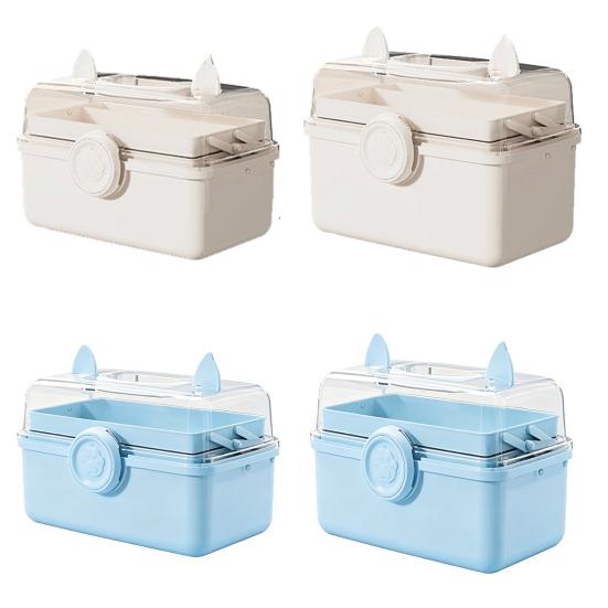 Household Medicine Storage Box with Safety Lock And Transparent Top Cover