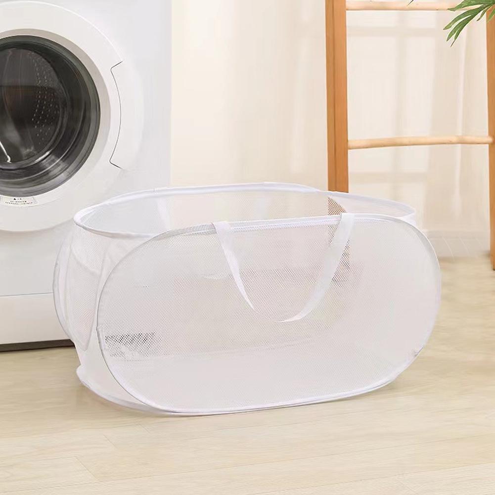 Folding Laundry Basket Organizer For Dirty Clothes Bathroom Clothes Mesh Storage Bag Household Wall Hanging Basket Frame