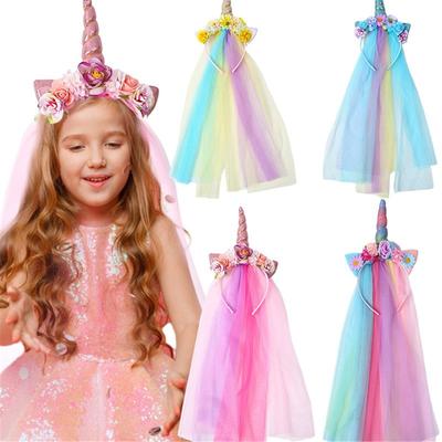 Horn Rainbow Halloween Headwear Headband Photo Props Party Cosplay Costumes Dancing Party Blingbling Headband Halloween