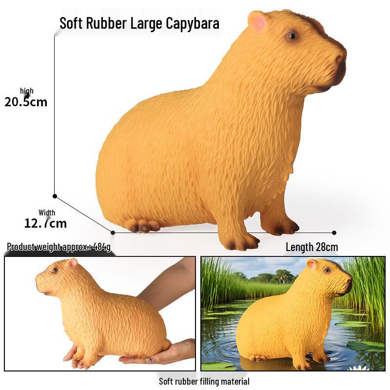 Large Capybara Soft Rubber Model - Children s Wild Animal Toy Simulation