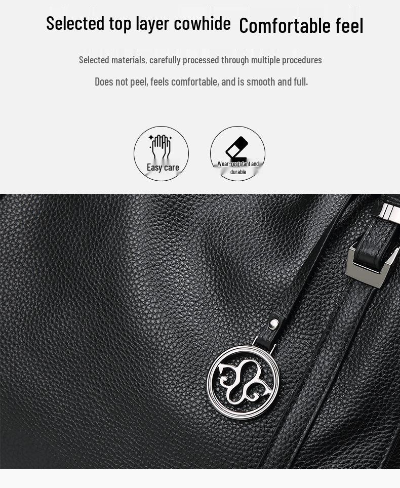 Qian Dian Women's 2025 Fashion Genuine Leather Large Capacity Cowhide Shoulder Crossbody Bag