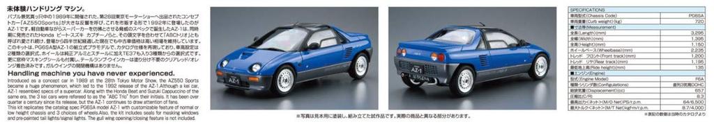 Aoshima Bunka Kyozaisha The Model Car Series Mazda PG6SA 1992 Plastic Model 1/24 No.38 AZ-1